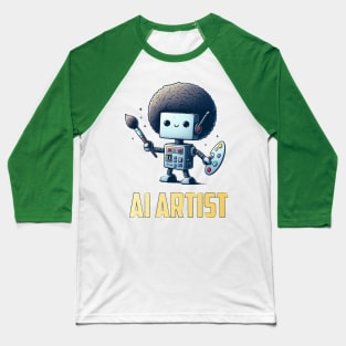 Cute AI Artist Robot Baseball T-Shirt